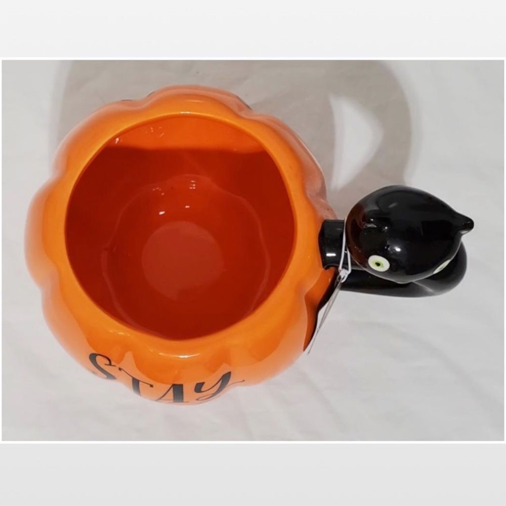 New ECCOLO Mug Coffee Orange Pumpkin Black Cat Home Halloween NWT - Picture 6 of 12